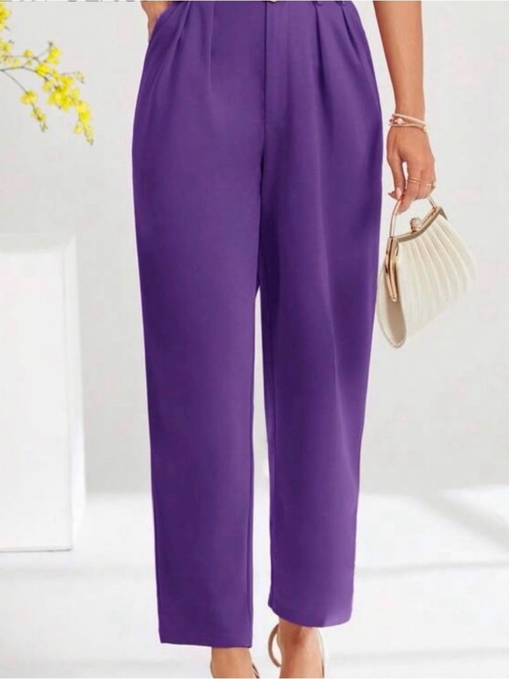 Vibrant Purple Trousers with Side Tab Detail